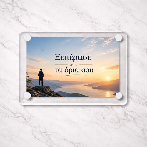 Acrylic Motivational Magnet 9x6cm "Ξεπέρασε τα όρια σου" new