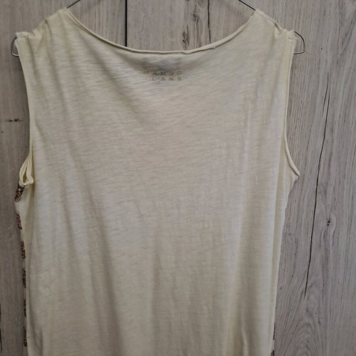Mango top with sequins like new, size L, beige and gold