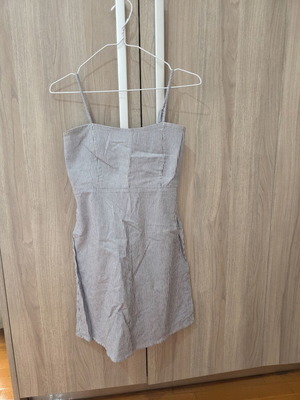 Dress with straps size S used, striped, stain under arm