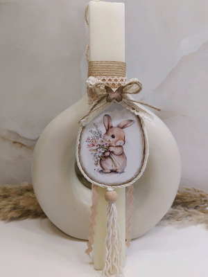 Scented candle with handmade wooden decorative egg new