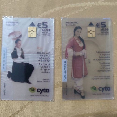 Cypriot collectible telecards pack of 2 new