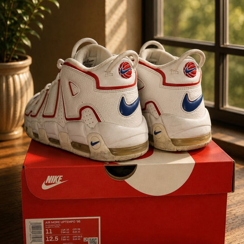 Nike Air More Uptempo 96 sneakers size 45 used, white and blue