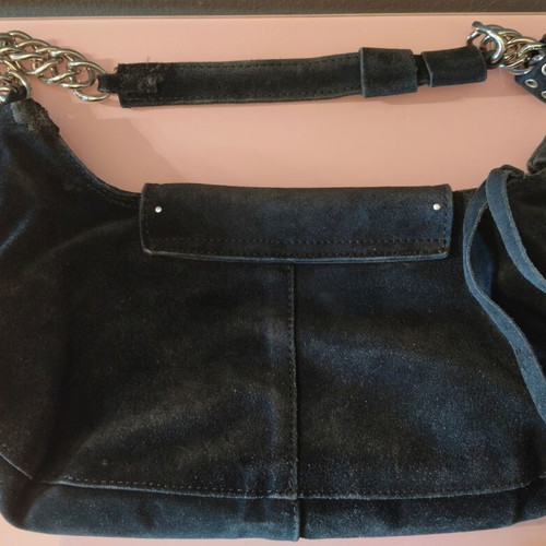 Zara shoulder bag small black suede used with silver studs