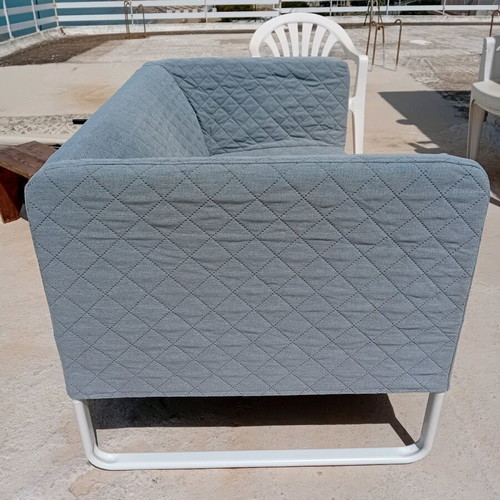 Two-seat sofa like new with metal frame, set of two