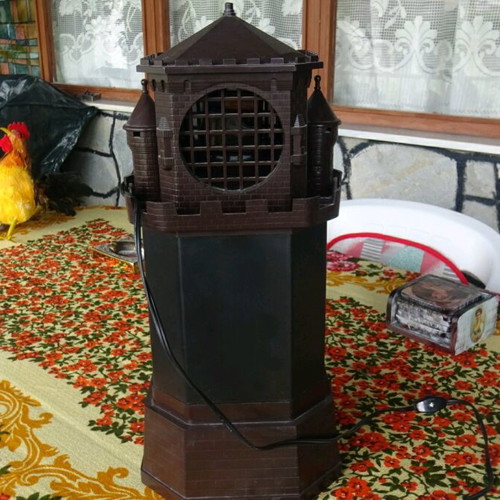 Table clock used collectible with lighting and rotating flower