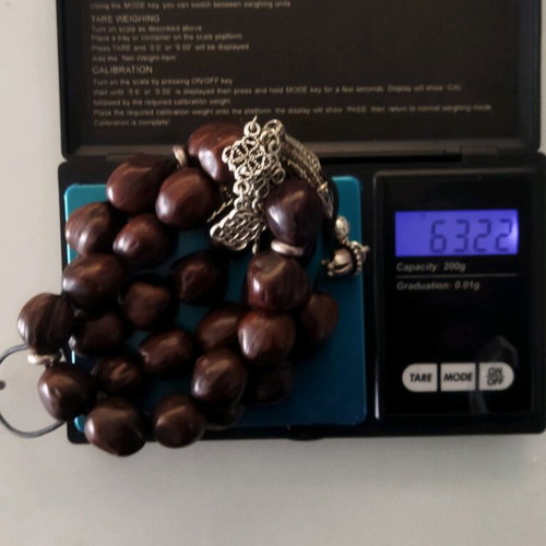 Worry beads with nutmeg new, 27 brown beads