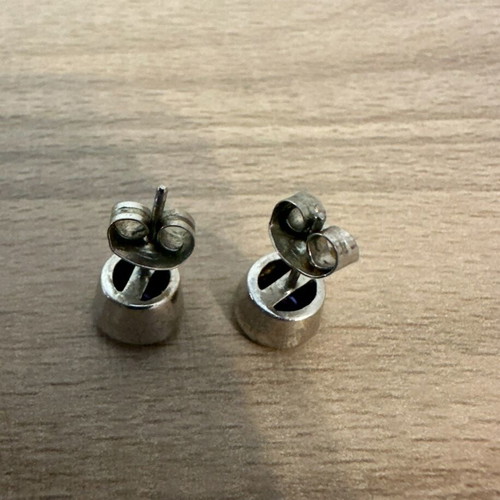Silver earrings with purple amethyst stone like new 925