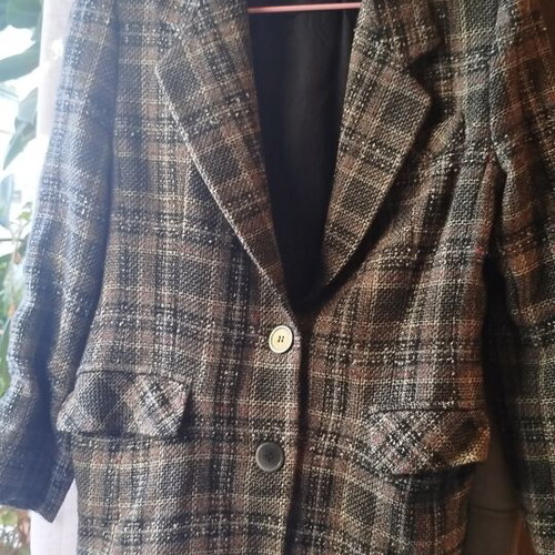 Perla checked blazer size 46 black red white