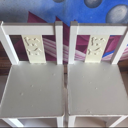 IKEA children's wooden chairs set of 2 used, white