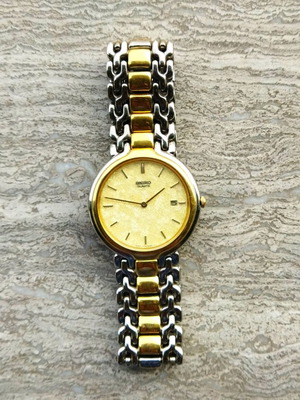 Seiko Quartz 7N29-6030 ανδρικό ρολόι καινούργιο, δίχρωμο μπρασελέ