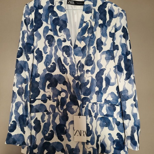 Zara blazer new, size M, white and blue