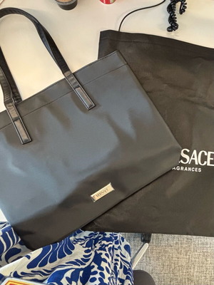 Versace tote bag shoulder type new, black and turquoise, waterproof fabric