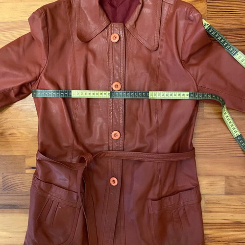 Leather vintage jacket brown large used with lining