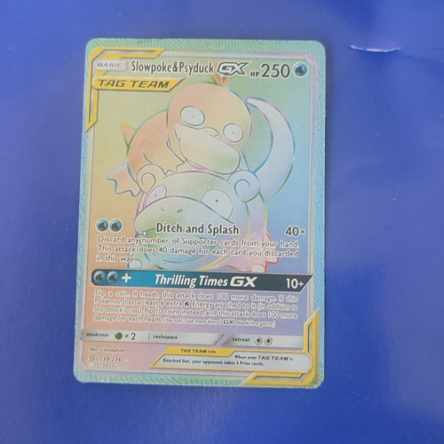 Slowpoke & Psyduck GX Rainbow Rare Card new, Unified Minds set