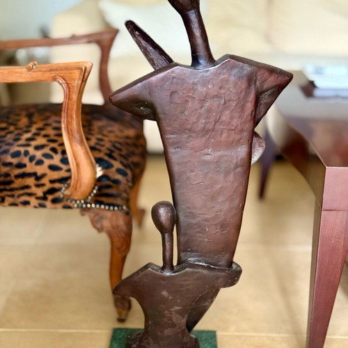 Metal sculpture with Parian marble base like new