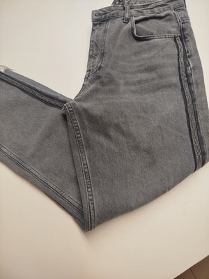 Acne Studios gray jeans like new with silver trim and frayed hem
