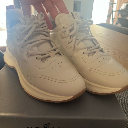 Hogan sneakers beige athletic shoes like new, leather size 39.5