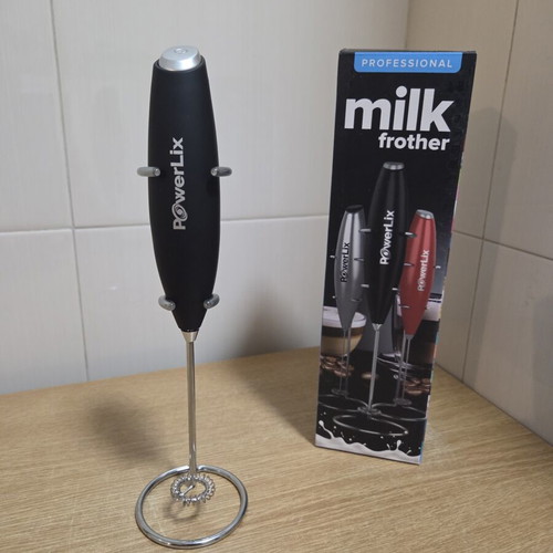 PowerLix Handheld Electric Milk Frother new with stainless steel stand