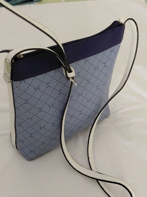 Caprice crossbody bag, blue and white