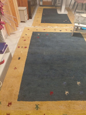 Gabbeh handmade wool rugs set of 3, ethnic motifs