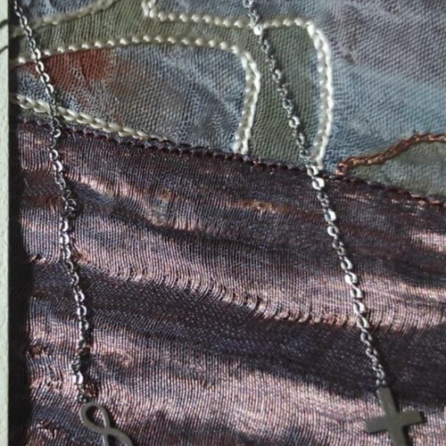 Steel necklace and silver-colored cross new