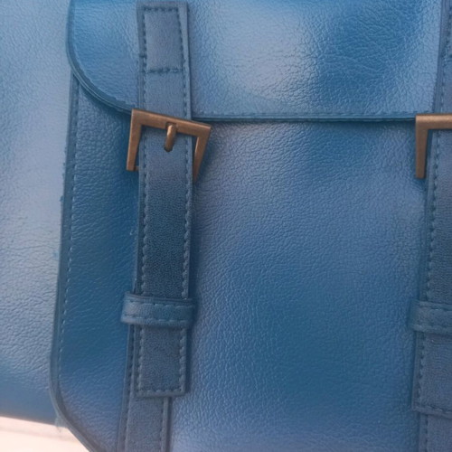 Large blue shoulder bag made of eco leather new