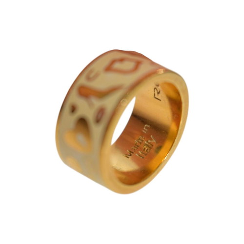 Rebecca Mon Amour wide gold-plated cream enamel ring