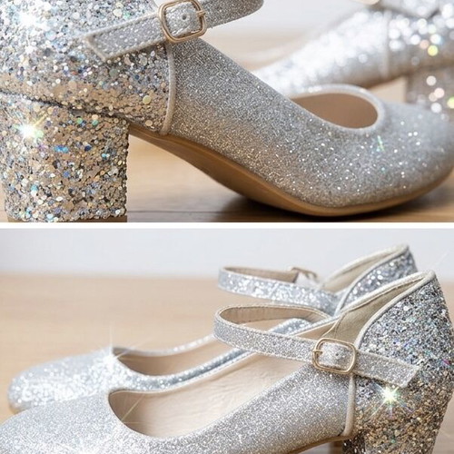 Silver glitter children's ballerina shoes size 33