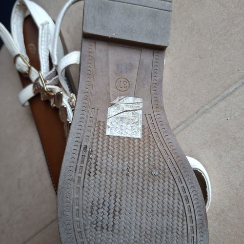Envie white sandals with gold details, used, size 37