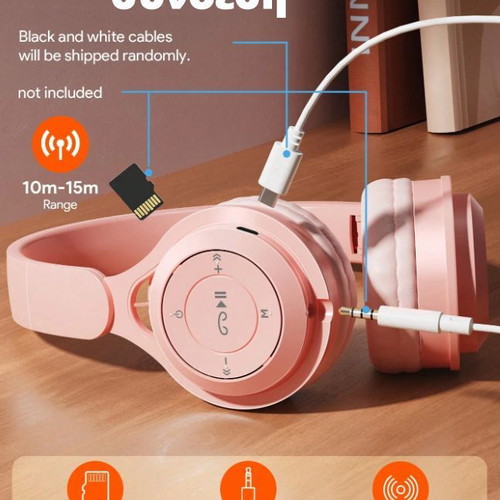 Pink Dream wireless headphones new, hybrid connection
