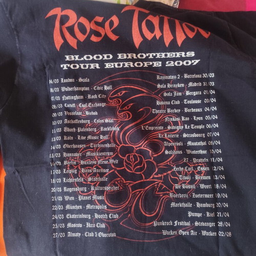 Rose Tattoo Blood Brothers Tour 2007 shirt used, Fruit of the Loom, size L