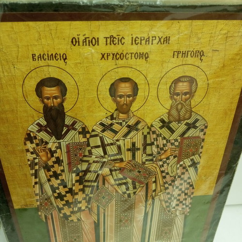 The Holy Hierarchs Icon from Mount Athos 1988 handmade, like new