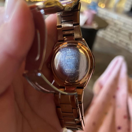 Guess women's watch rose gold with bracelet and crystals like new