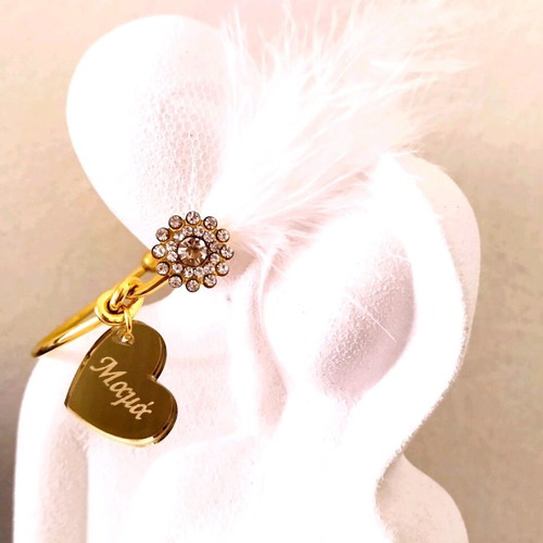 Handmade baptism or wedding bracelets with feather and rhinestones new