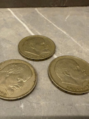 Lenin Commemorative Ruble Coins used, set of 3, USSR 1870–1970