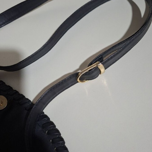 Leather shoulder bag black used with adjustable strap