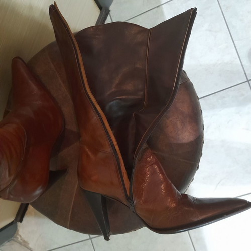 Western boots Italian like new genuine leather brown size 37