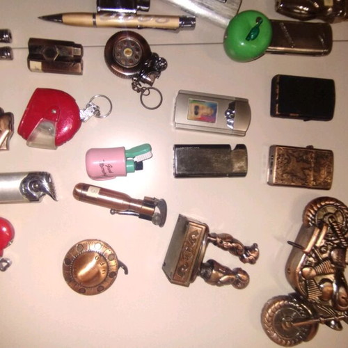 Vintage lighters used, set of 57 pieces