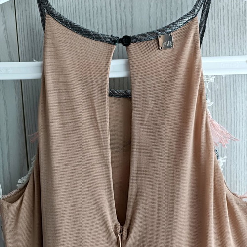 BSB Maxi Occasional Dress like new, beige and pink with fringes