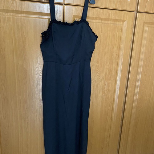 Glamorous black midi dress with open back and side slits