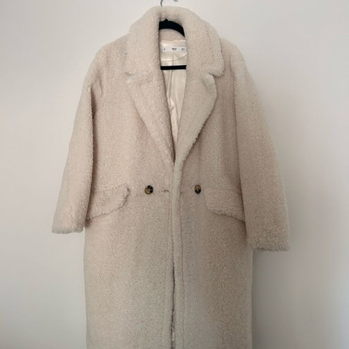 Teddy midi coat Mango white like new, size S