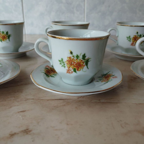 Bulgarian coffee set like new from the 80s, 6 cups with saucers