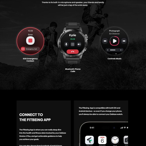 Zeblaze Stratos 2 Plus 1.43 inch AMOLED GPS smartwatch black new