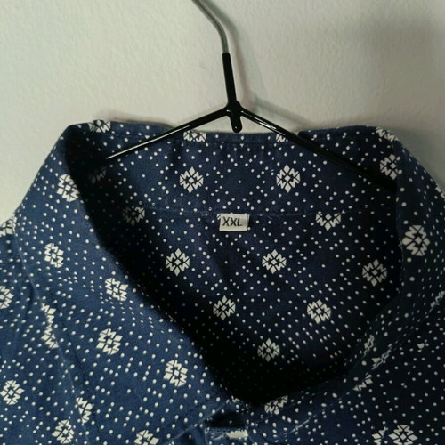 Men's long-sleeve shirt XXL like new, blue with geometric pattern