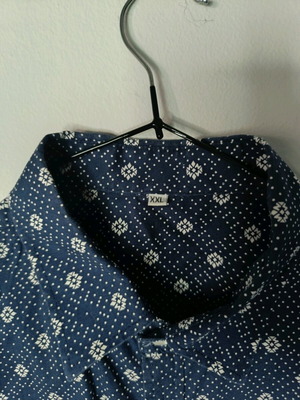 Men's long-sleeve shirt XXL like new, blue with geometric pattern