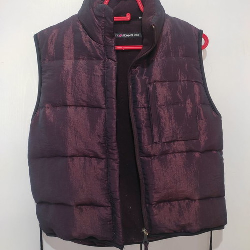 DKNY women's sleeveless jacket used, dark burgundy metallic