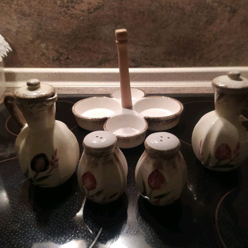 Set for salt, pepper, vinegar, oil new