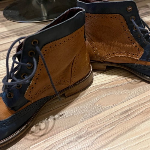 Brogue boots used, brown and blue, size 42