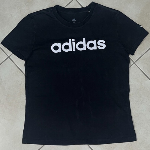 Adidas Men T-Shirt black classic logo print size M like new