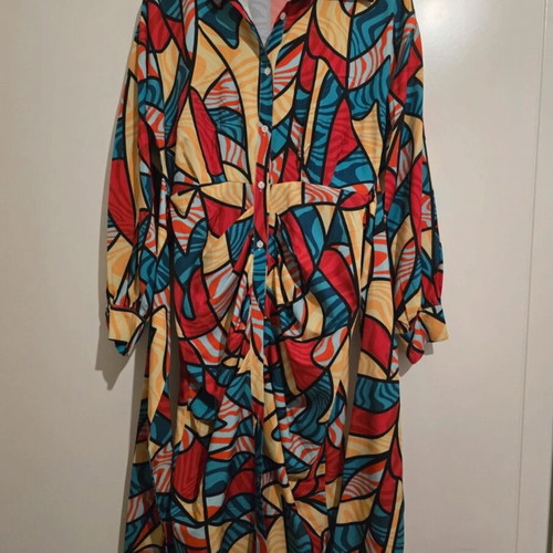 Shein dress with unique tie new, multicolor green